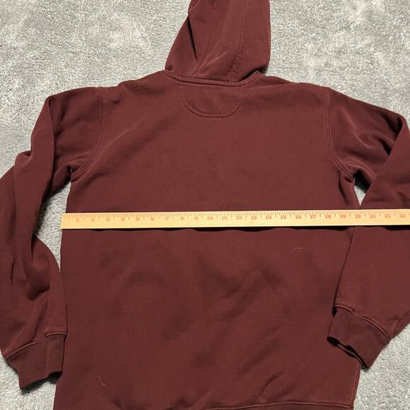 Carhartt Hoodie Mens Small Maroon Graphic Loose Fit Sweatshirt Workwear - Picture 4 of 7